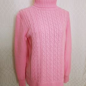 Pink Gap Cable, Rollneck Sweater, Pink, Size Large.